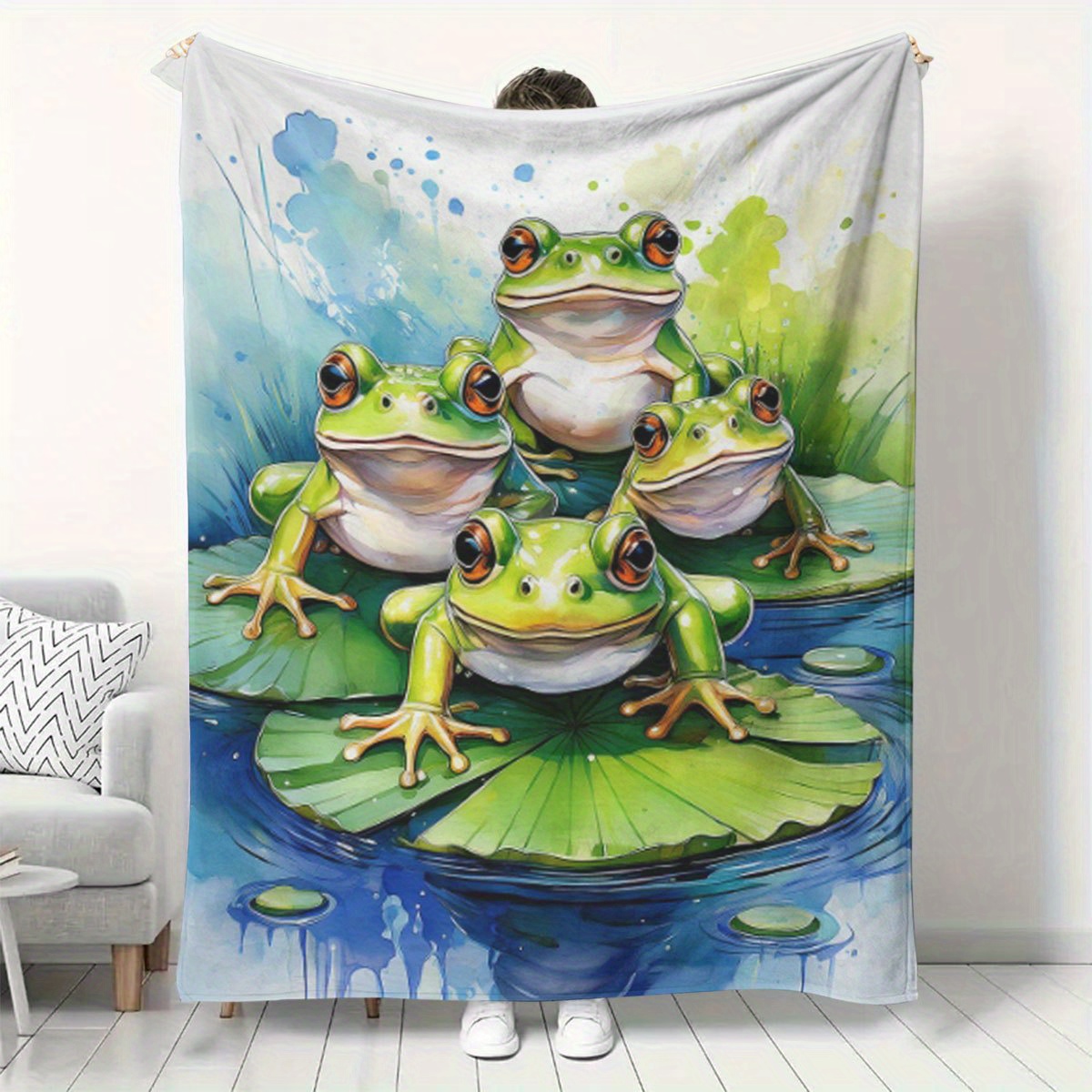 Baby Nursery Nature Theme - Super Cute Frog Pond Blanket Throw