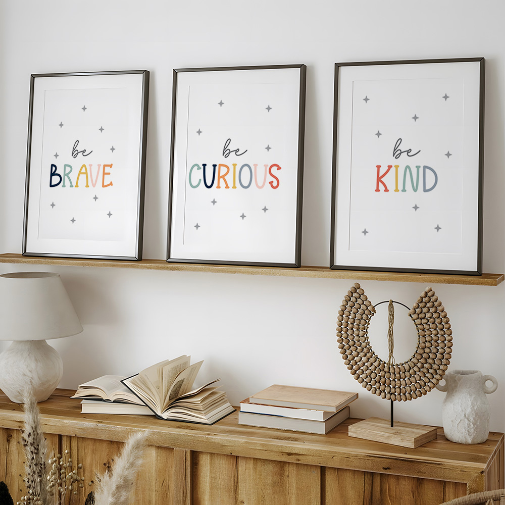 Baby Nursery Quotes Wall Art - 3pcs Be Brave And Kind Posters