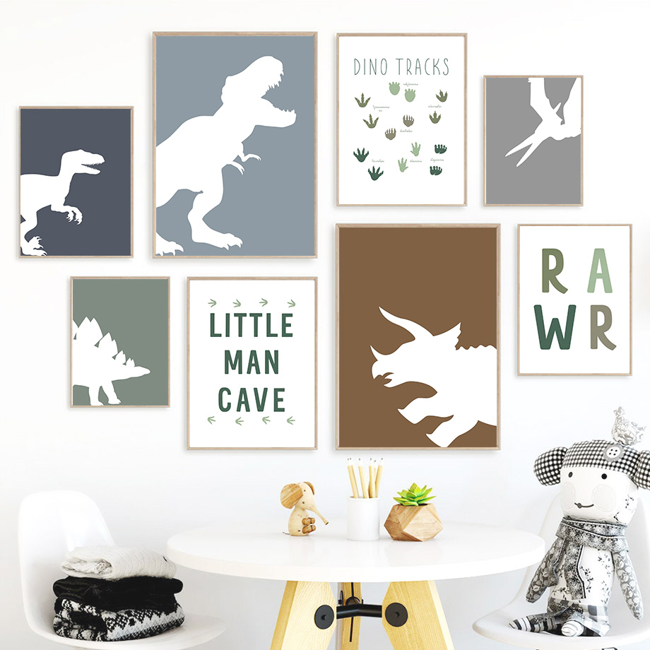 Baby Nursery Quotes Wall Art - Jurassic Dinosaur Tyrannosaurus Rex Triceratops Quotes