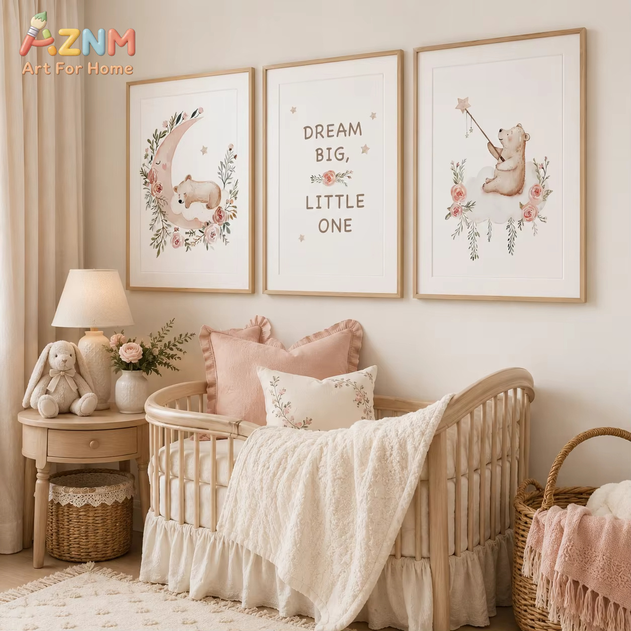 Baby Nursery Quotes Wall Art - AZNM Nursery Flower Wall Art, Cute