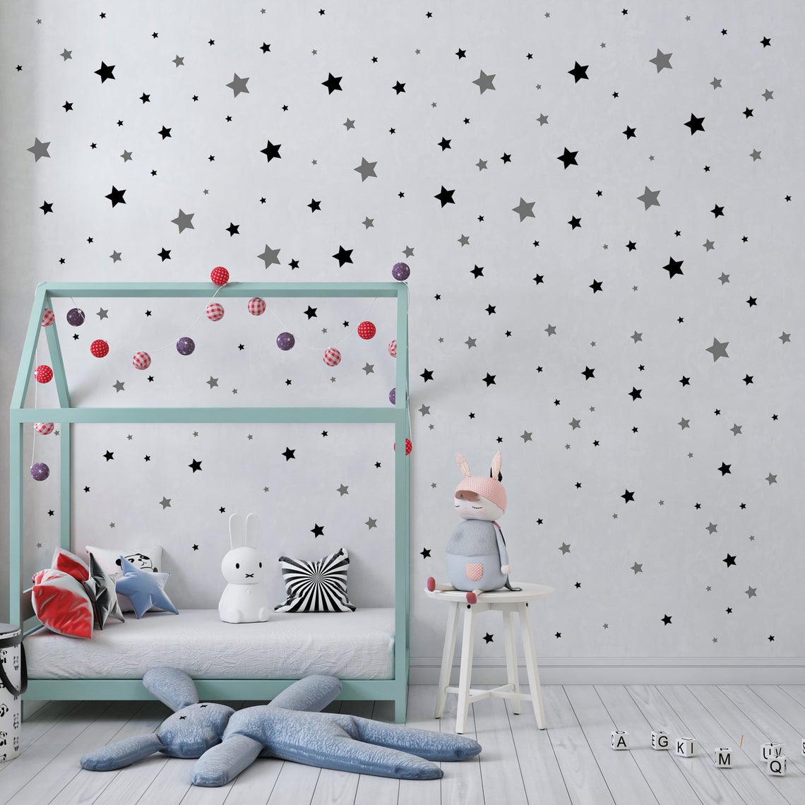 Cartoon 65Pcs Star Wall Sticke - огляд і ціна Baby Nursery Wall Stickers