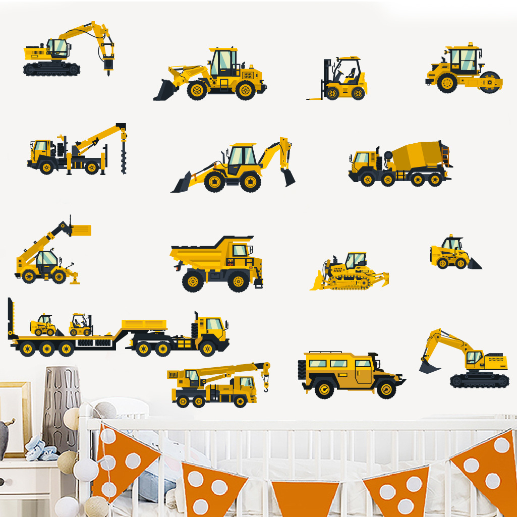 Cartoon Excavator Engineering  - огляд і ціна Baby Nursery Wall Stickers