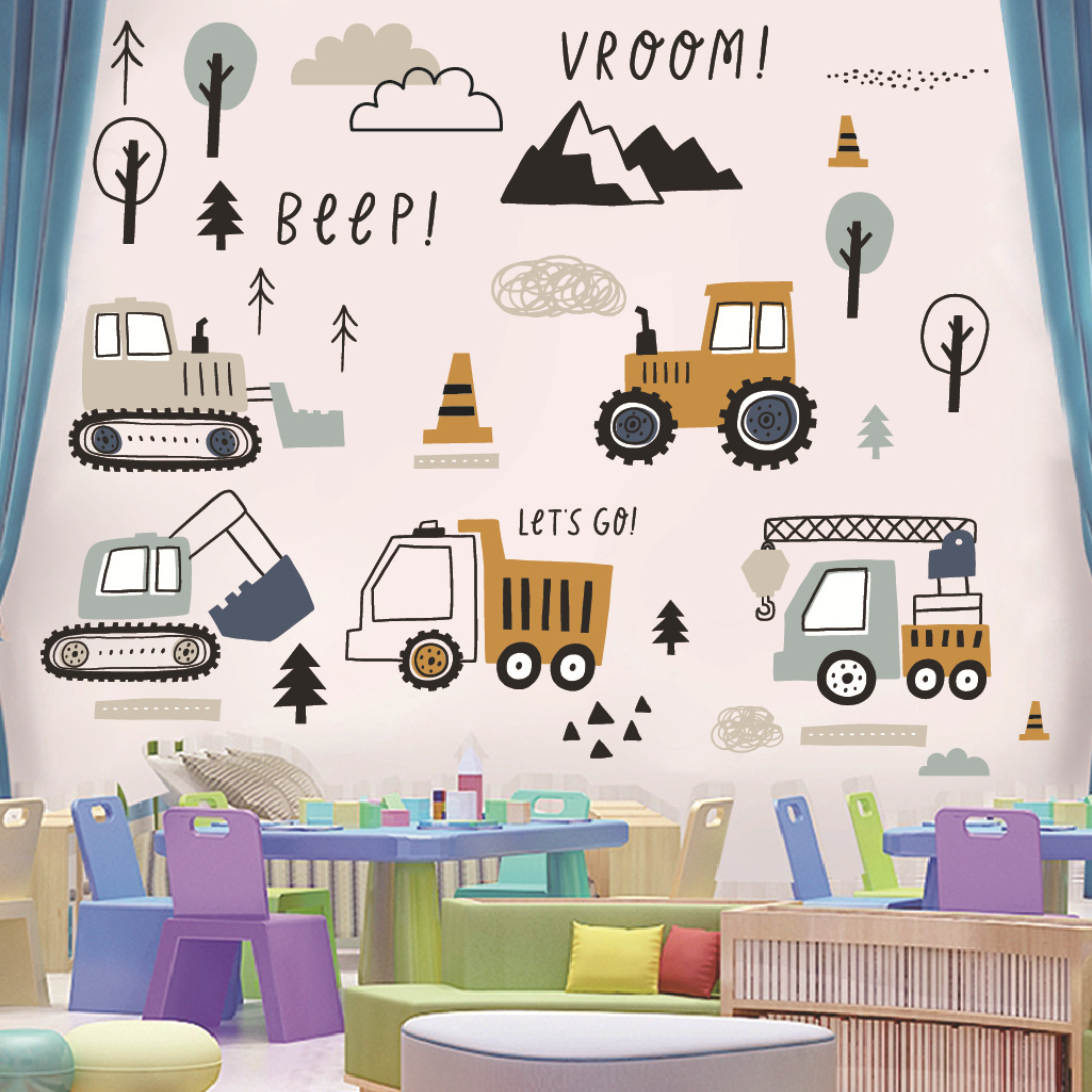 Cartoon Excavator Engineering  - огляд і ціна Baby Nursery Wall Stickers