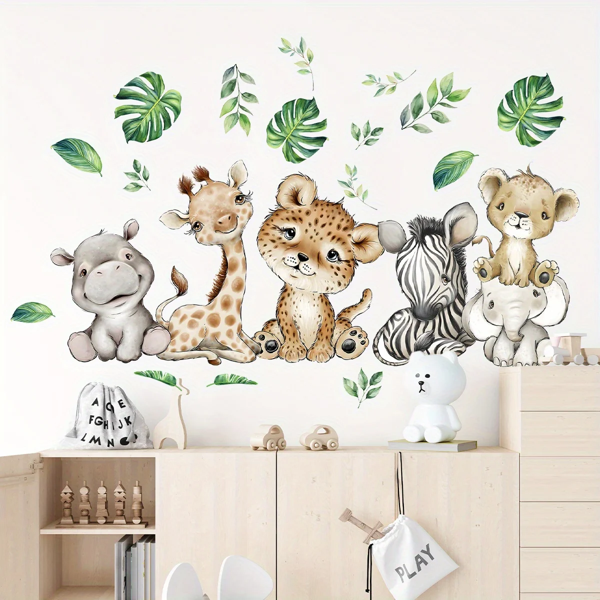 1PC Cartoon Cute Hippo Tiger E - огляд і ціна Baby Nursery Wall Stickers