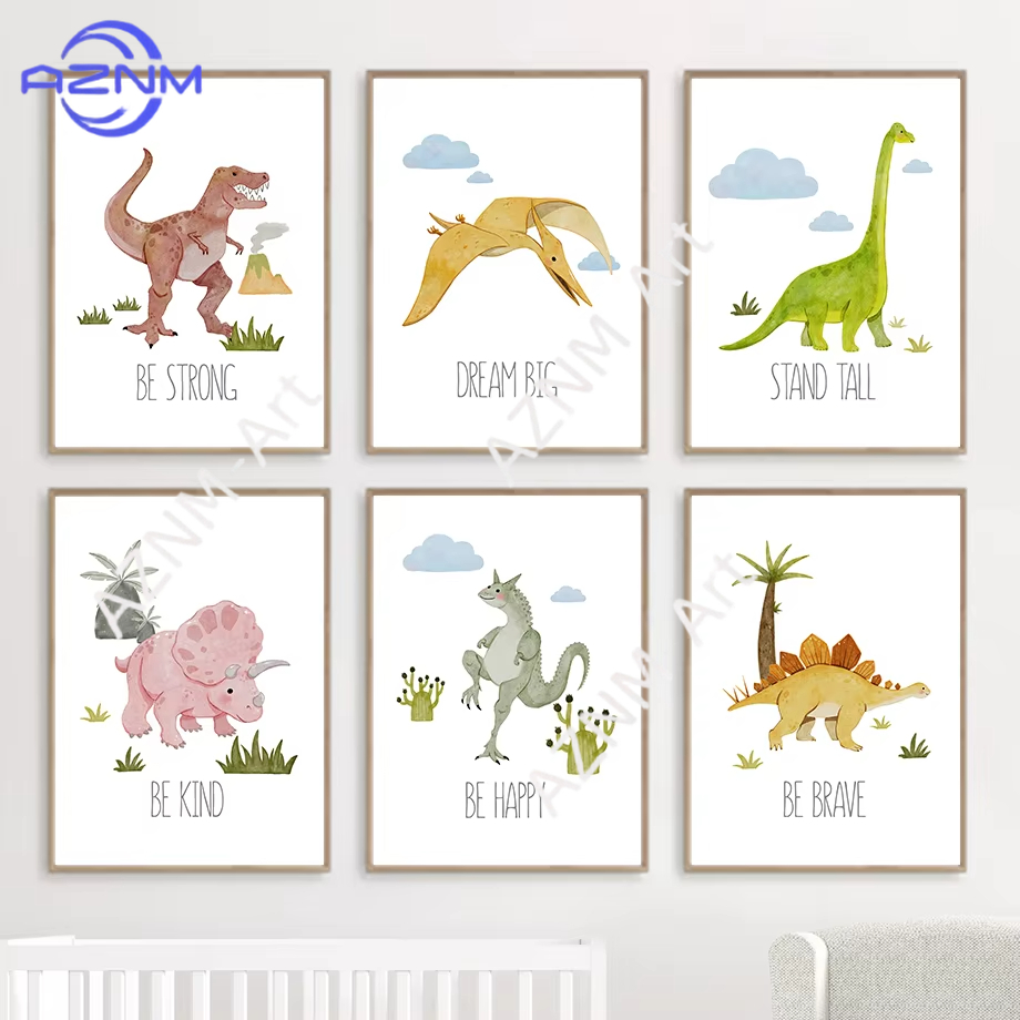 1PC/6PCS Dinosaur Inspirationa - огляд і ціна Baby Nursery Quotes Wall Art