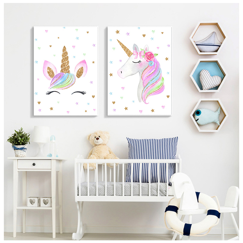Rainbow Unicorn Wall Art Print - огляд і ціна Baby Unicorn Nursery