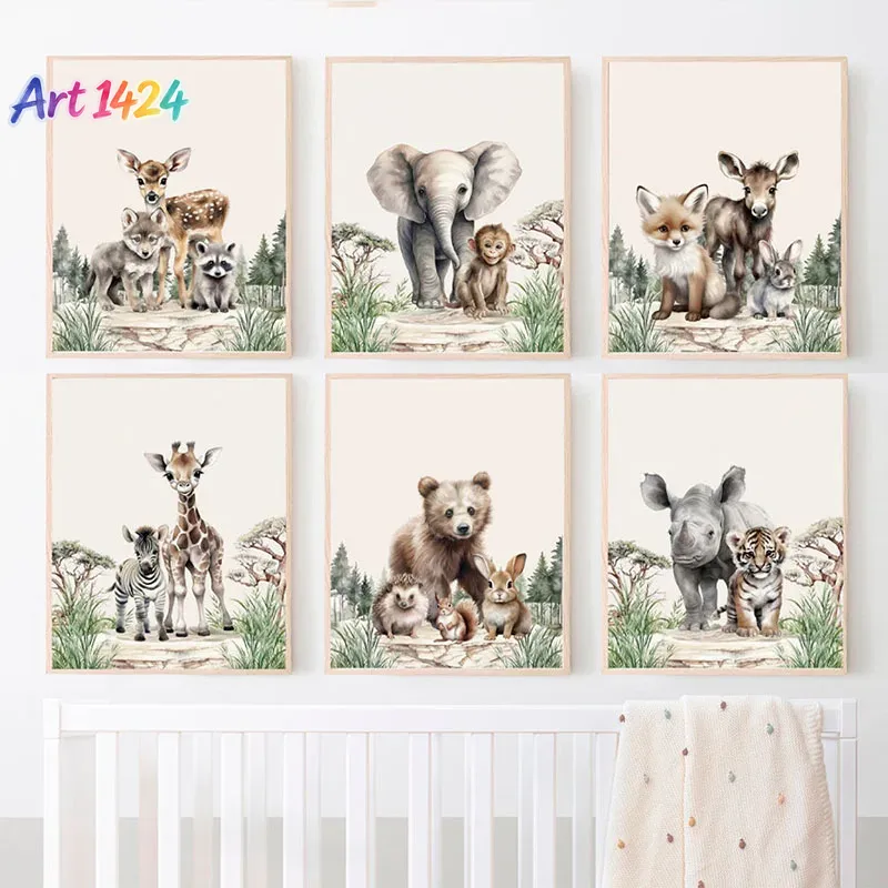1pcs(No frame)Elephant Giraffe - огляд і ціна Baby Nursery Jungle