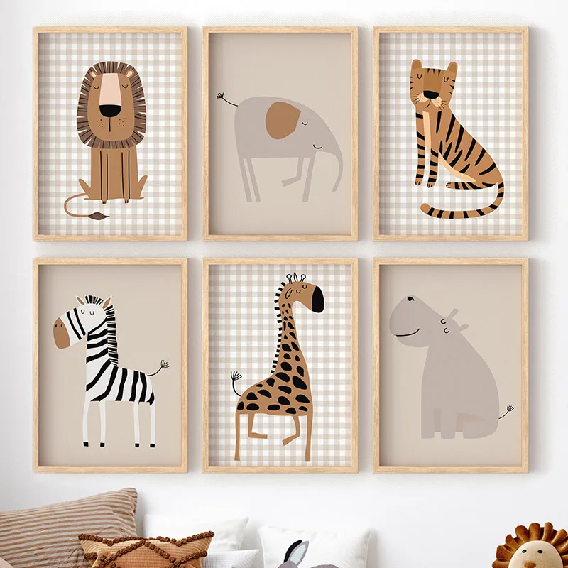 1PC Frameless Lion Tiger Eleph - огляд і ціна Baby Nursery Jungle