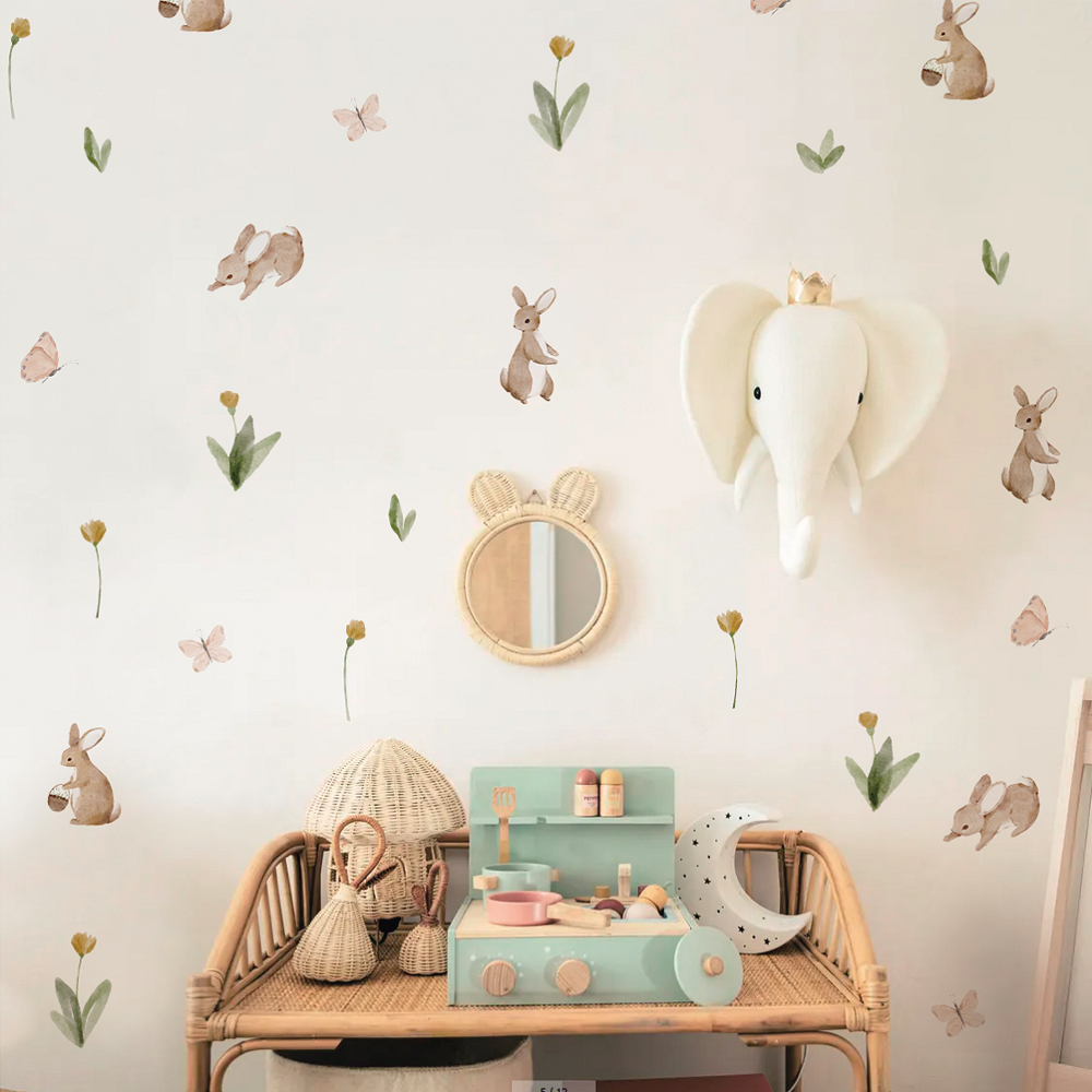 Summertime Watercolor  Cute Bu - огляд і ціна Baby Nursery Wall Stickers