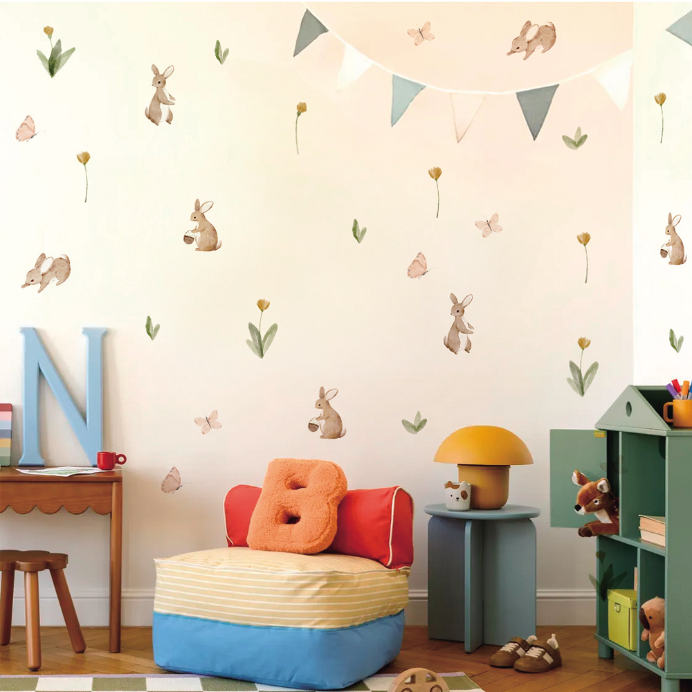 Summertime Watercolor  Cute Bu - огляд і ціна Baby Nursery Wall Stickers