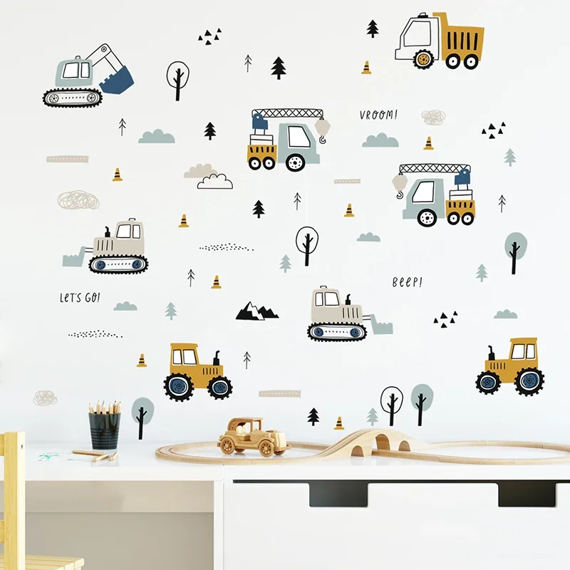 Hand Drawn Cute Cars Cargo Tru - огляд і ціна Baby Nursery Wall Stickers
