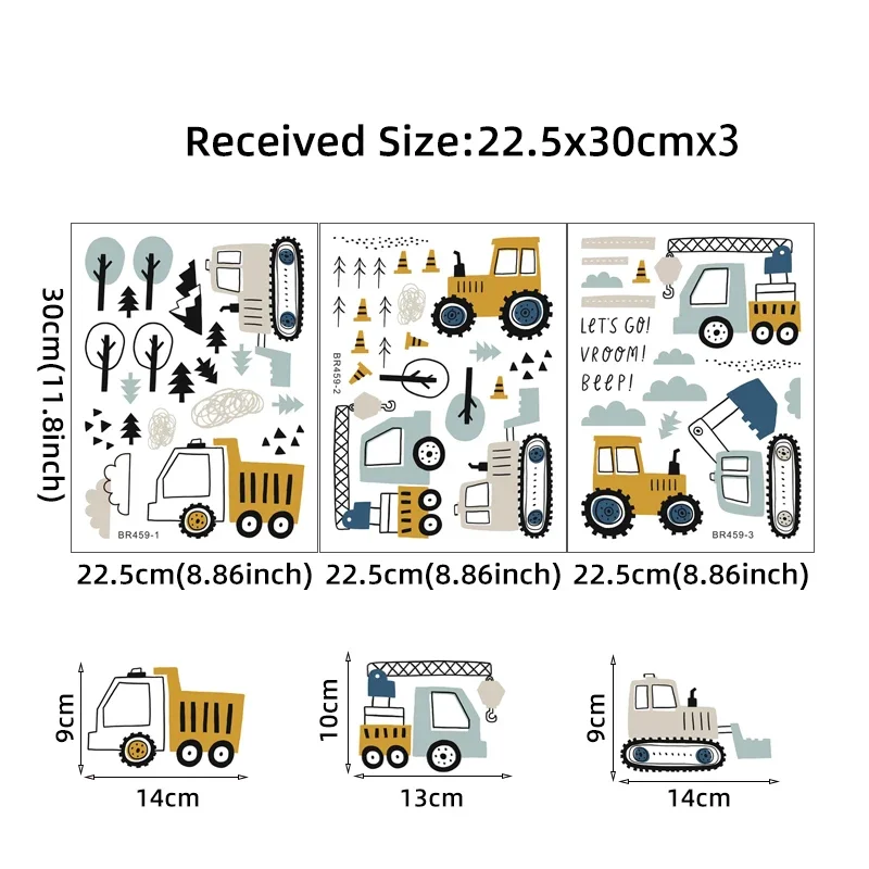 Hand Drawn Cute Cars Cargo Tru - огляд і ціна Baby Nursery Wall Stickers