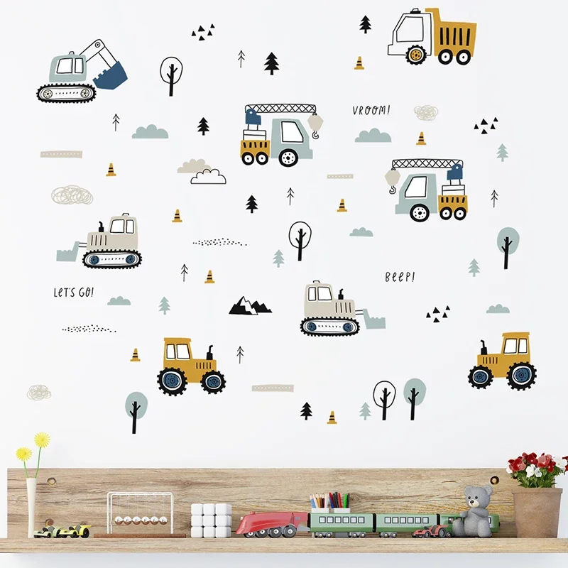 Hand Drawn Cute Cars Cargo Tru - огляд і ціна Baby Nursery Wall Stickers