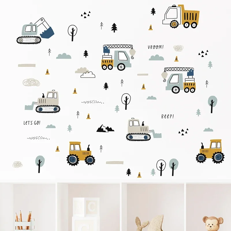 Hand Drawn Cute Cars Cargo Tru - огляд і ціна Baby Nursery Wall Stickers