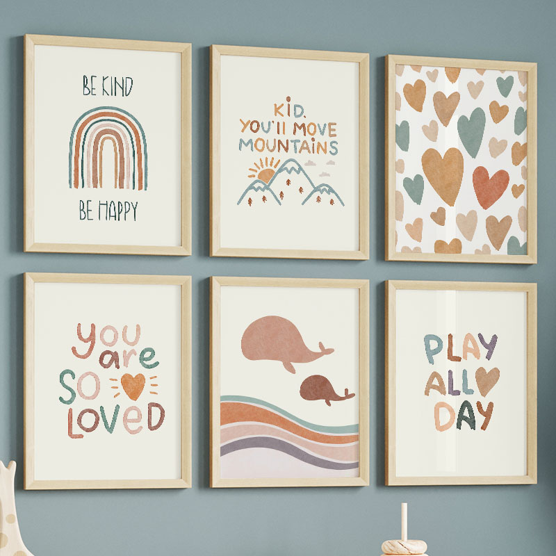 Cartoon Ocean WhaleRainbow Hea - огляд і ціна Baby Nursery Quotes Wall Art