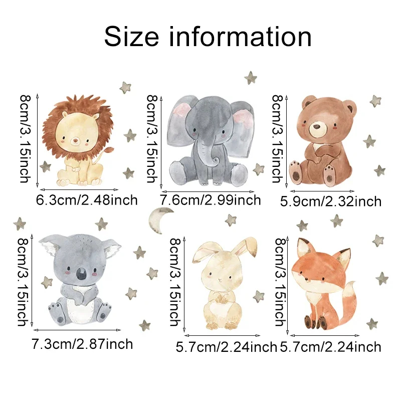 1/2/4/6set Cartoon Animals Wal - огляд і ціна Baby Nursery Wall Stickers