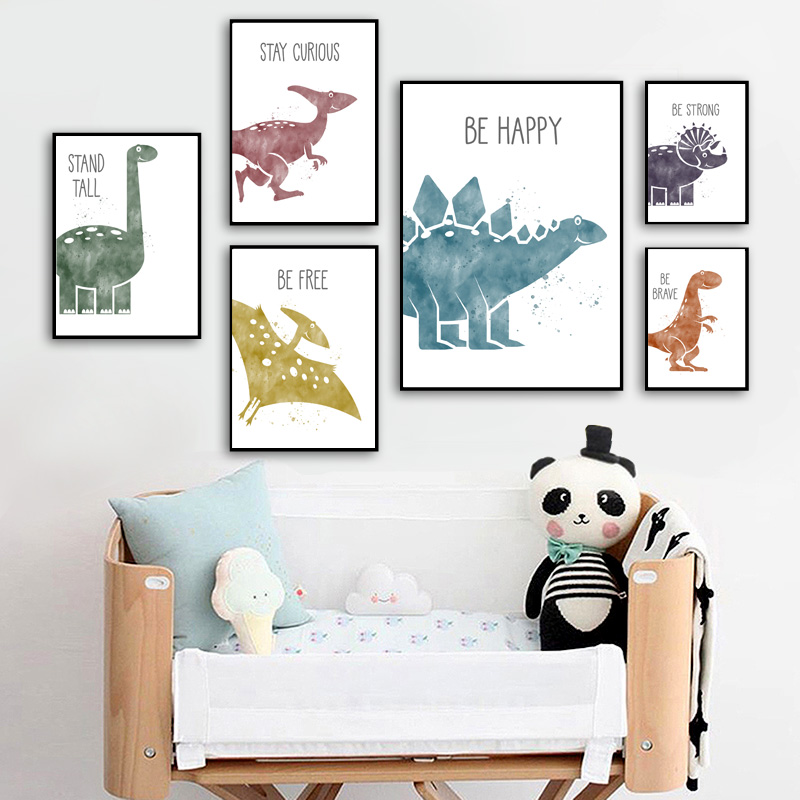 Cute Dinosaur Cartoon Animal Q - огляд і ціна Baby Nursery Quotes Wall Art